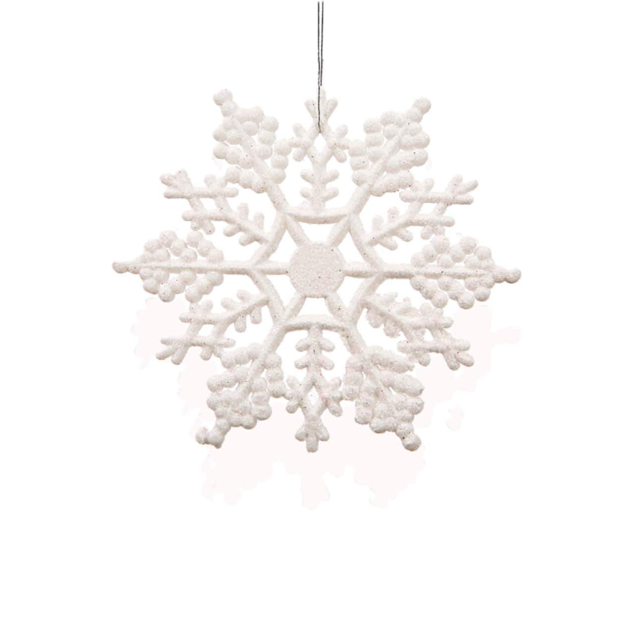 24ct. 4" White Glitter Snowflake Christmas Ornaments